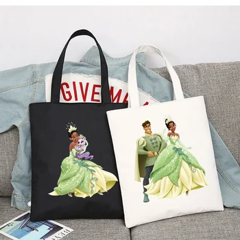 Disney A hercegnő és a béka bevásárlótáska Kézitáska Összecsukható újrafelhasználható szövetvásárló Harajuku táska Diákvászon táska