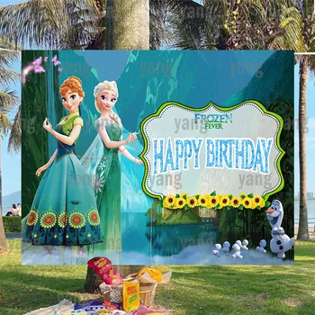 Disney Fagyos láz varázslat Elsa Anna lányok Egyéni Olaf hercegnő Születésnapi zsúr Napraforgó-völgyi fotózás Háttér