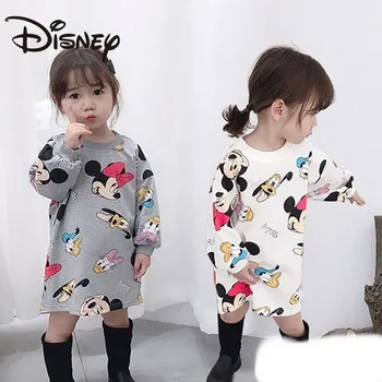 Disney Mickey egér lány hosszú ujjú ruha 2023 tavasz ősz Új baba rajzfilm Mickey hosszú póló Egyszínű pulóver szoknya