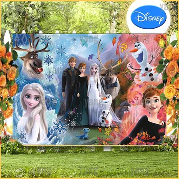 Disney rajzfilm Jégvarázs Elza hercegnő Anna Aranyos Sven Olaf születésnapi zsúr Színes dekoráció Háttér Fényképezés Háttér