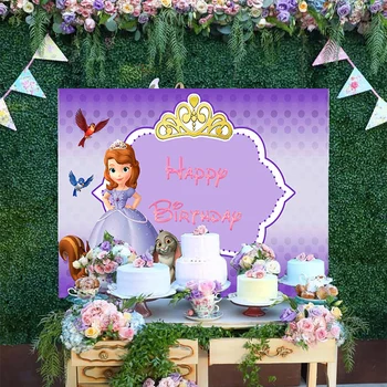 Disney rajzfilm piros és kék madarak fotó háttér Kis hercegnő Szófia születésnapi parti dekoráció Fotózás hátterek banner