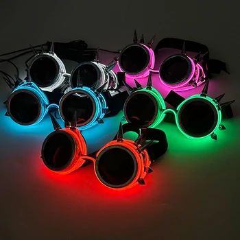 Divat LED szemüveg EL Neon szegecs szemüveg Sötét lencsék Színes fények Izzó szemüveg táncmulatságra Fesztivál Halloween Supplie