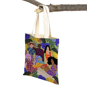 Divat Lány növények Égei-tenger Természetes női bevásárlótáskák Dupla nyomtatás alkalmi vászon kézitáska Vintage Art váll Vásárlói táska