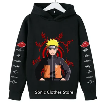 Divat Unisex Naruto kapucnis pulóver gyerekeknek Fiú hosszú ujjú pulóver Baba gyerek felsők Lány ruhák 2-14 éves utcai ruházat