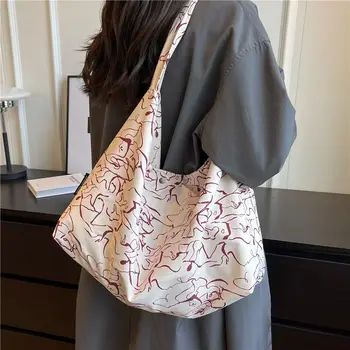 Divat és művészi vászon női táska alkalmi és egyszerű sokoldalú crossbody táska, nagy kapacitású nyomtatott gombóc táska nőknek
