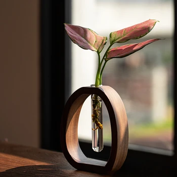 Dió tömörfa virágáru Kreatív virágkötészeti dekoráció Egyszerű üveg növény virágállvány mini vízkultúrás váza
