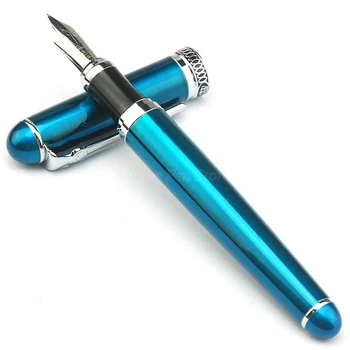 Duke D2 professzionális töltőtoll közepes hegyű kék hordó arany díszítés írószer kellékek íróeszköz toll ajándék