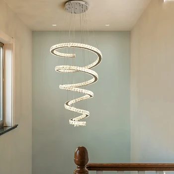 Duplex épület csillár Modern minimalista és csodálatos fény Luxus kristálylámpa Villa Loft Nappali forgó lépcsőház