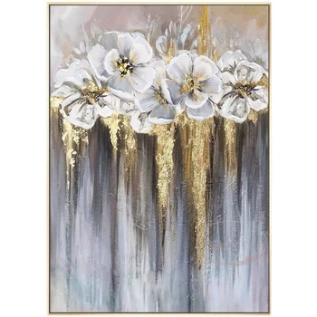 Egy csokor gyönyörű virágok Fali képek szobadekorációhoz Kézzel készített vászon Olajfestmény Művészet Függő kép a nappaliba