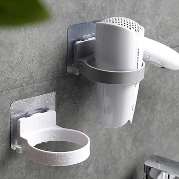 Egyszerű falra szerelhető hajszárító tartó Fürdőszoba tároló fali függő tartó Rack tároló ABS WC hajszárító állvány szervező Új