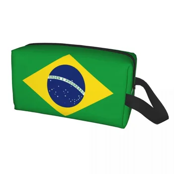 Egyéni Brazília zászló Travel Kozmetikai táska nőknek Smink piperecikkek rendszerező Női szépségápolási tároló Dopp készlet