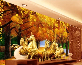 Egyéni tapéta Nyolc ló arany szerencsefa tapéta nappali kanapé hálószoba TV falfestmények dekoráció festés Beibehang