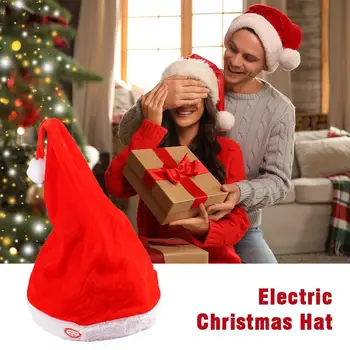 Elektromos karácsonyi kalap Zenés Tánc Karácsonyi Mikulás Kalap Kalap Ringató Éneklés Swing Elektromos Gyerekek Karácsony Kalap E2Y4