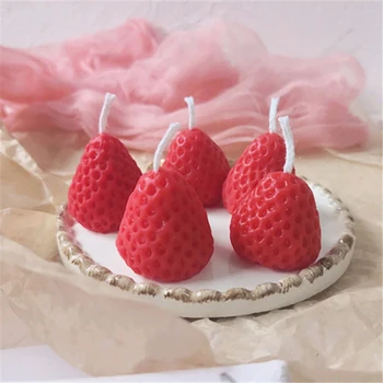 Eper illatos gyertyák Mini illatos aromaterápiás viaszgyertya hordozható utazási dekoratív gyertyák otthonra, születésnapra, bulira