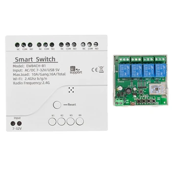 Ewelink Smart Wifi Bluetooth kapcsoló relé modul 7-32V be ki vezérlő 4CH 2.4G Wifi távirányító Alexa Google Home cseréjéhez
