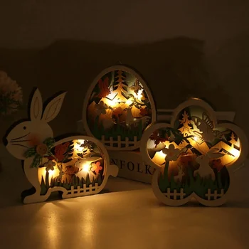Fa húsvéti nyúldíszek Kezdőlap Húsvéti nyuszi LED lámpa Húsvéti parti kellékek Tojásnyuszi fesztivál ajándék Lakberendezési dekorációk