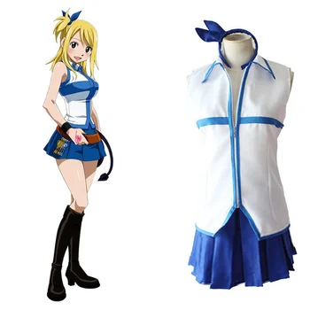 Fairy Tail Lucy Cosplay jelmez Szexi Top Blue Szoknya Anime Halloween jelmezek nőknek Karneváli Party Teljesítmény Ruházat