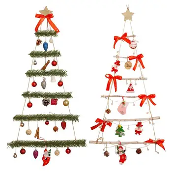 Falra akasztott fa világító karácsonyfa fali dekoráció Mikulással és harangokkal Mesterséges otthoni dekorációs díszek