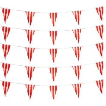 Farsangi cirkuszi sármány zászló piros-fehér csíkos zászlózászló zászlók háromszög sármány zászló karneváli születésnapi partira 7.8