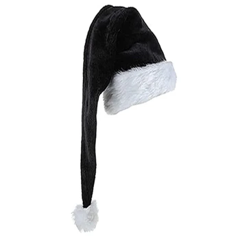 Farsangi Mikulás Mikulás Vaskos sapka Pompom fekete színű felnőtt meleg bársony karácsonyi sapka nőknek Férfi gyerek ajándék