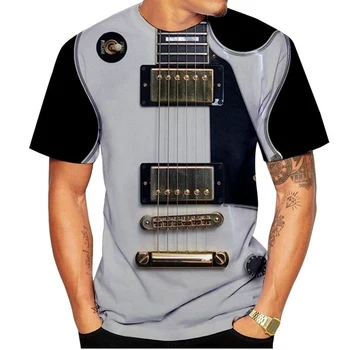 Fashion póló Unisex Vicces gitár 3D mintás póló férfi női rövid ujjú póló