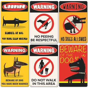 Figyelmeztetés Kutya fém ón táblák Vintage poszter Óvakodj a kutya retro ónlemezektől Fali matricák kerthez Családi ház ajtó dekoráció
