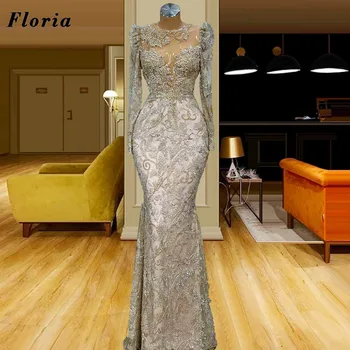 Floria Luxus gyöngyfűző estélyi ruhák Coutures Hosszú sellő kristályok Híresség African Dubai Party ruhák Báli ruha 2022 Vestido