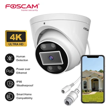 FOSCAM intelligens biztonsági kamera 8MP PoE kültéri/beltéri infravörös színes éjjellátó kupola IP kamera emberi/járműérzékelő felügyelet