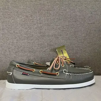 Férfi autentikus Sebago Dockside cipő - prémium bőr moc lábujj fűzős csónakcipő AC127