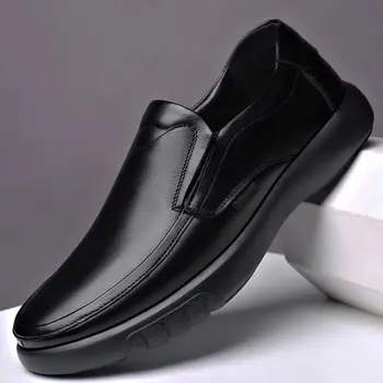 Férfi bőrcipő Fekete Kényelmes puha fenék Tavasz Ősz Legjobb Férfi Férfi Üzleti Hivatalos csúszásmentes viselet Alkalmi cipő Lábbeli