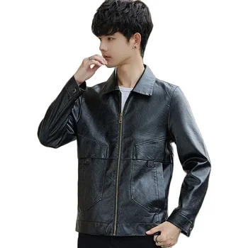 Férfi bőrkabát Ősz Új koreai verzió Slim Fit Trend Youth Handsome férfi divat alkalmi sokoldalú bőrkabát