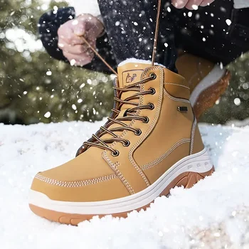 Férfi katonai csizma Kültéri hegymászó munkacipő Plüss meleg hó pamut cipő Kényelmes kopásálló utazási trend 2024
