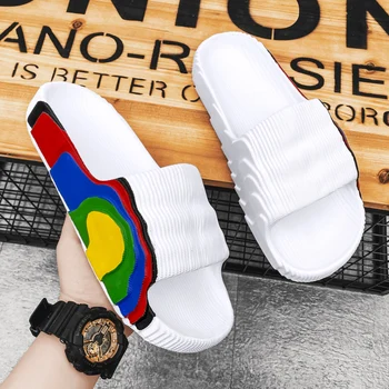 Férfi Vastag platform Papucs Summer Beach Kiváló minőségű kényelmes talp Slide Szandál Női Alkalmi Beltéri Fürdőszoba Csúszásgátló cipő