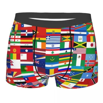 Férfiak A világ minden zászlója Fehérnemű Vicces boxer rövidnadrág Bugyi Férfi Középső derékú alsónadrág Plus Size