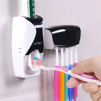 Fürdőszoba kiegészítők Lyukasztott fogkefe akasztók Tárolás Teljesen polcos automata fali adagoló fogkrém