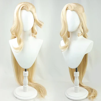 Game Genshin Impact La Signora ügyvezető igazgató Lady Cosplay paróka világos szőke 120cm hosszú haj hőálló szintetikus