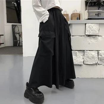GIDYQ Plus size széles szárú nadrág női Y2K Streetwear Big Pockets Laza cargo nadrág Harajuku Gothic Oversize női nadrág 6XL