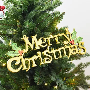 Gold&Sliver Boldog karácsonyt műanyag levél levél medál karácsonyi díszek Karácsonyfa díszek Karácsonyi házibuli dekorációk