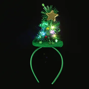 Green Red Tree fejpánt Vicces flitteres hajpánt LED lámpákkal Hajkarika party dekoráció Esküvő 2023 Karácsonyi navidad