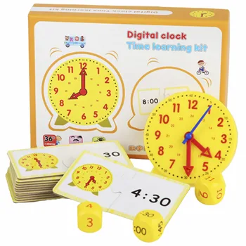 Gyerekek Montessori óra Oktatási játékok Óra perc perc Megismerés Egyező puzzle játékok Gyerekek korai óvodai oktatási segédeszközök