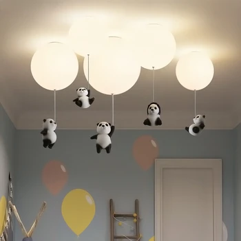 Gyerekszoba Panda dekoráció függő mennyezeti lámpák Modern kreatív LED ballon üveg világítás Étkező konyha Függő lámpák