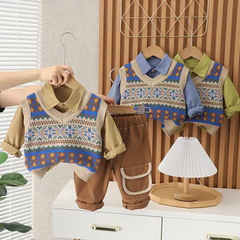 Gyermek pulóvermellény Háromrészes gyermek Fall Baby Girl öltöny One Piece Dropshipping