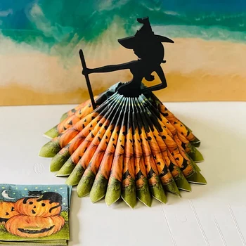 Halloween boszorkány asztali szerver Harlequin terítővel Halloween cupcake boszorkány kijelző állvány lakberendezés Könnyen használható