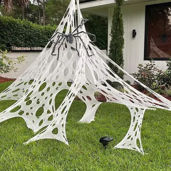 Halloween dekorációk Kültéri pókháló Gian t rugalmas háló pókháló heveder Szakadt pókháló kísértetjárta ház Kellék dekoráció 3 méret