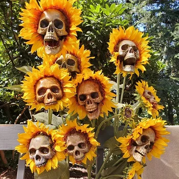 Halloween dekorációk Művirágok Napraforgó koponya fej Kert szimuláció Virágdíszek Lakberendezés