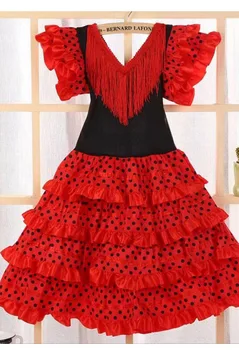 Halloween jelmez Sevillanas lány ruha Hagyományos spanyol flamenco táncruha április Sevilla Fair Performance Dance