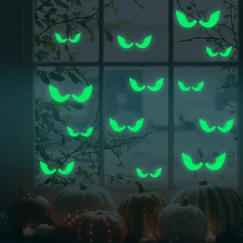 Halloween világító falmatricák világítanak a sötét szemekben Ablakmatrica Halloween dekorációhoz otthoni parti kellékekhez
