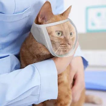 Hasznos macska szájkosár állítható pánt poliészter kisállat szájkosár kisállat átlátszó ápoló pofa
