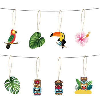 Hawaii Party függő medálok Trópusi papagáj teknőslevél bannerek Gyerekek boldog nyarat Hawaii születésnapi parti dekorációk otthonra
