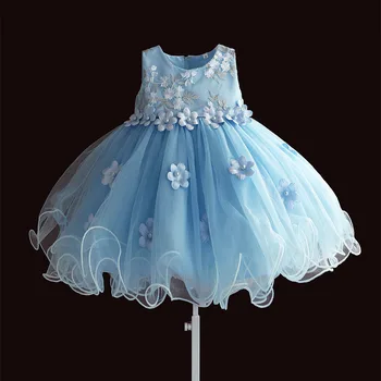 Hetiso Baby Girls Kid Princess virágruha rátétek Gyöngy csipke Tutu ruhák Csecsemőruházat Születésnapi zsúr 6M-12M-24M-36M-4T